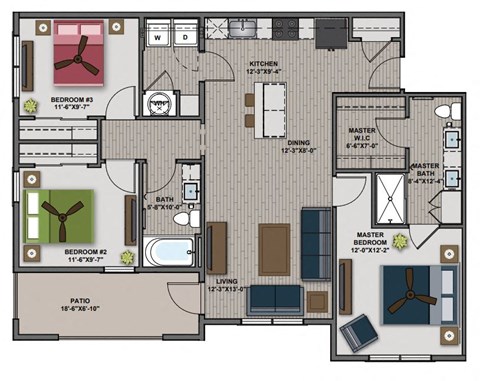 a floor plan of a house with a large terrace  at The Edison at Tiffany Springs, Missouri